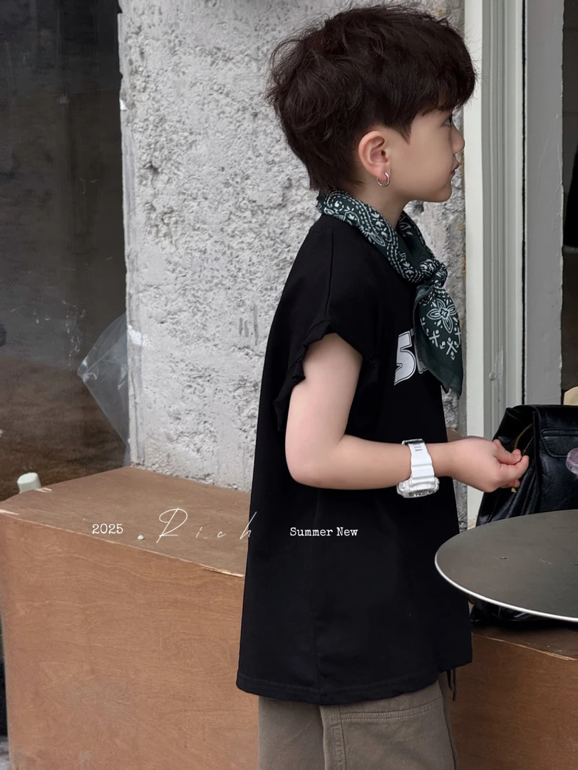 卤蛋童装【野生限定】黑色割破设计背心男童夏季无袖25082