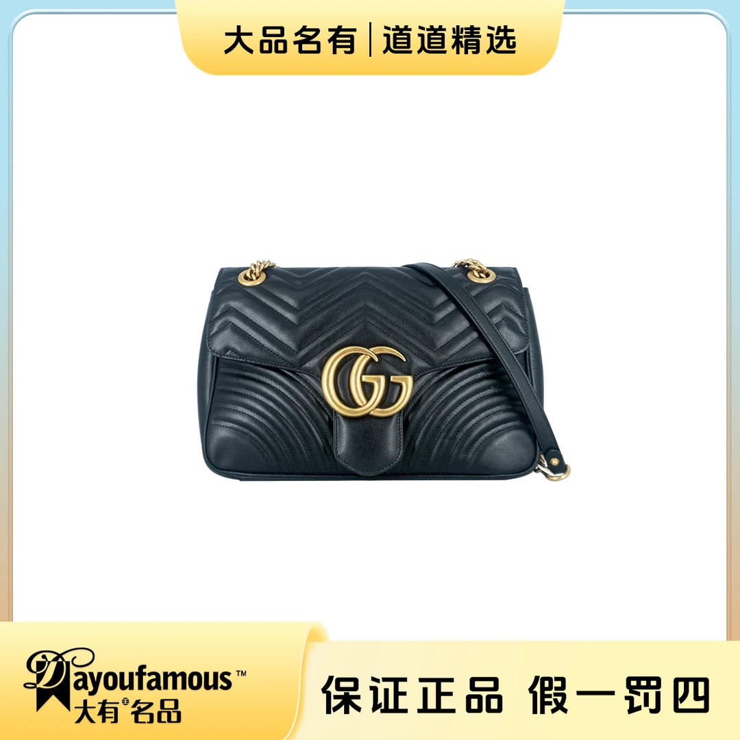 99新 GUCCI/古驰 丨道道｜黑金马蒙30系列链条包｜斜挎包