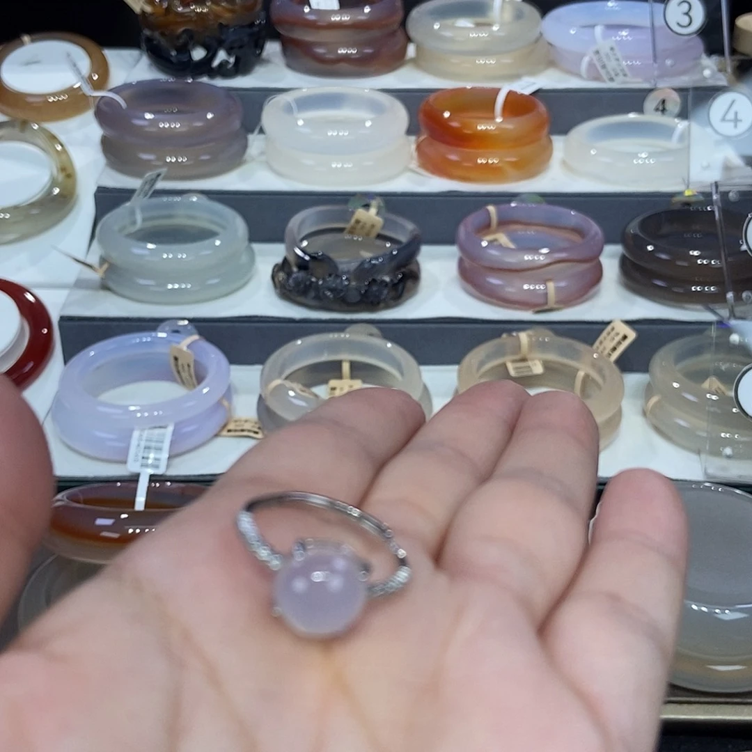 玛瑙/玉髓戒指银S925镶嵌零*