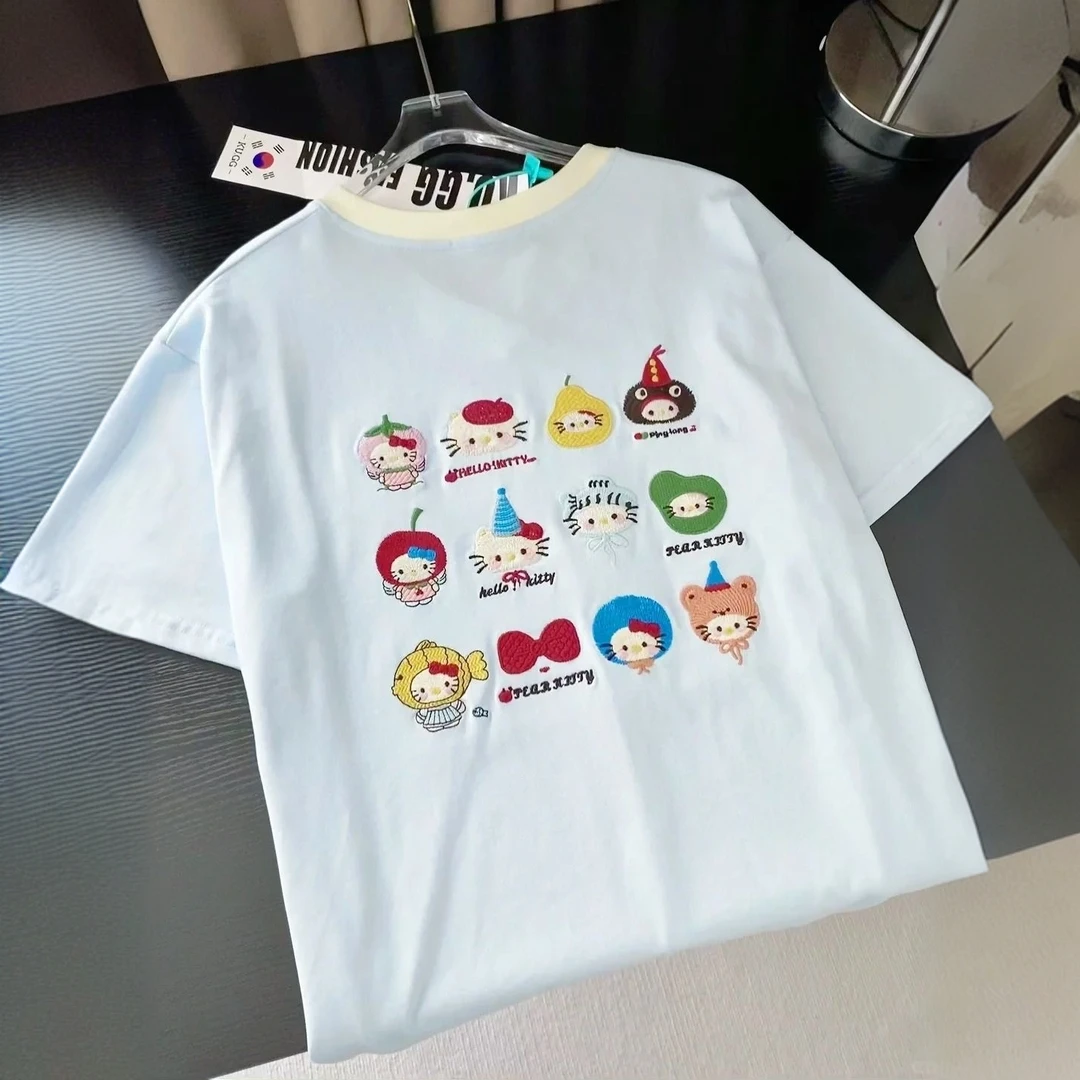美式设计感可爱卡通刺绣短袖t恤女夏季新款学院风宽松百搭上衣潮