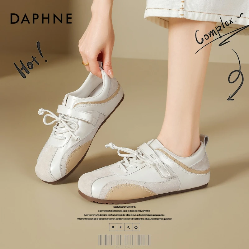 达芙妮网红爆款芭蕾舞鞋内增高德训鞋2025秋季魔术贴休闲鞋阿甘鞋