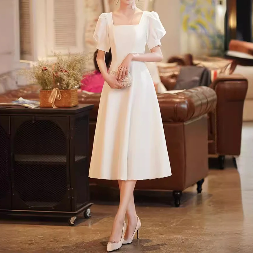 晚礼服女2025夏季新款平时可穿名媛宴会连衣裙领证登记订婚中长款