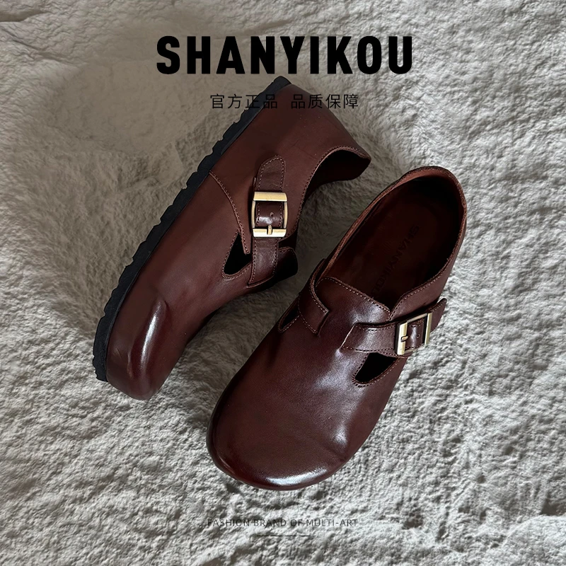 0752-1水洗马皮勃肯鞋女2025年新款春秋百搭一脚蹬全包软木穆勒鞋