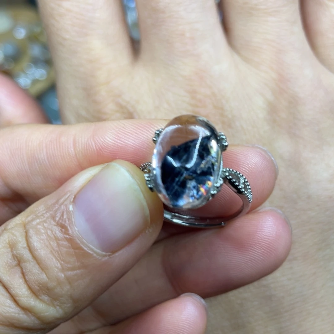 【闪购商品】银S925镶嵌珠宝半成品水晶戒指