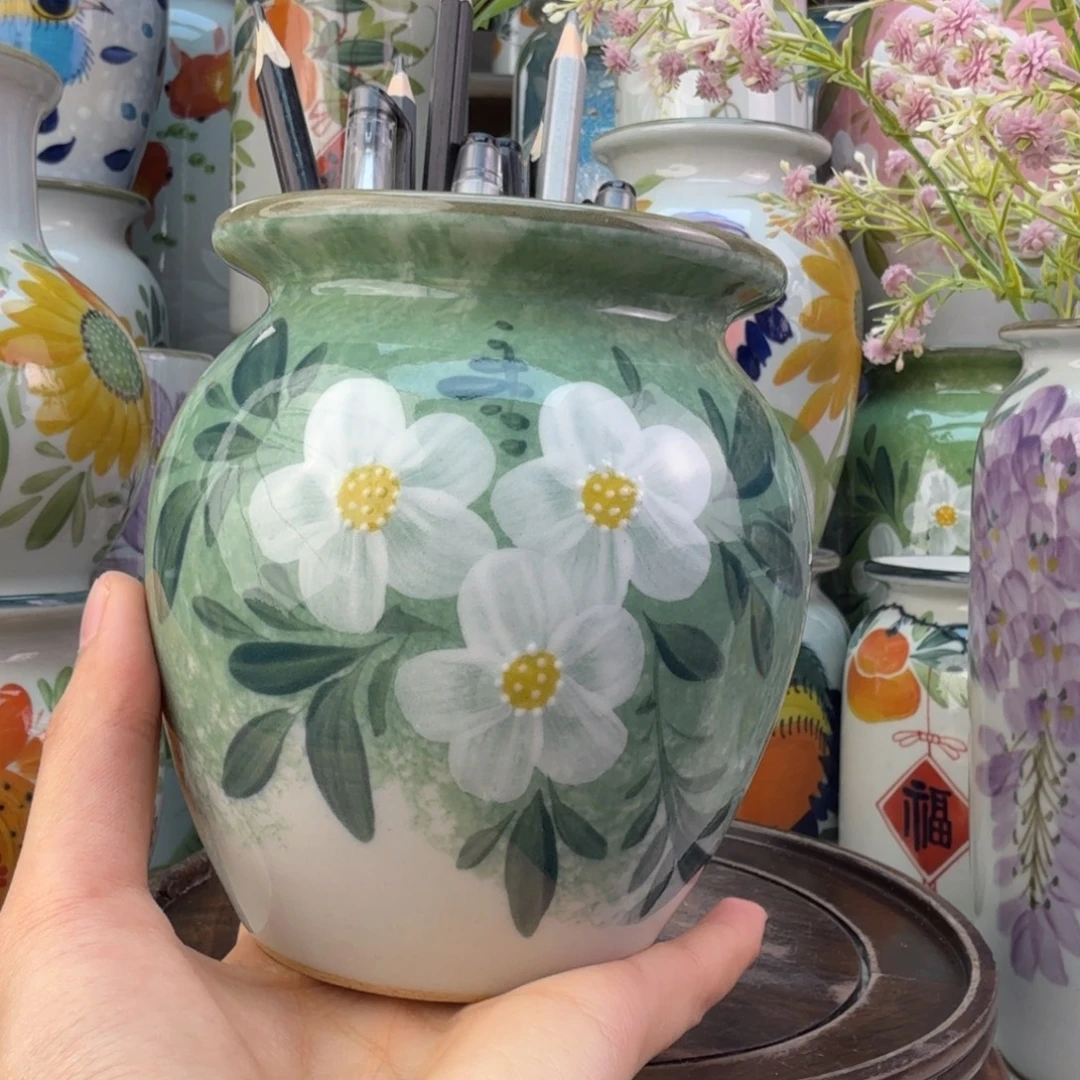 景德镇陶瓷手绘花瓶无孔
