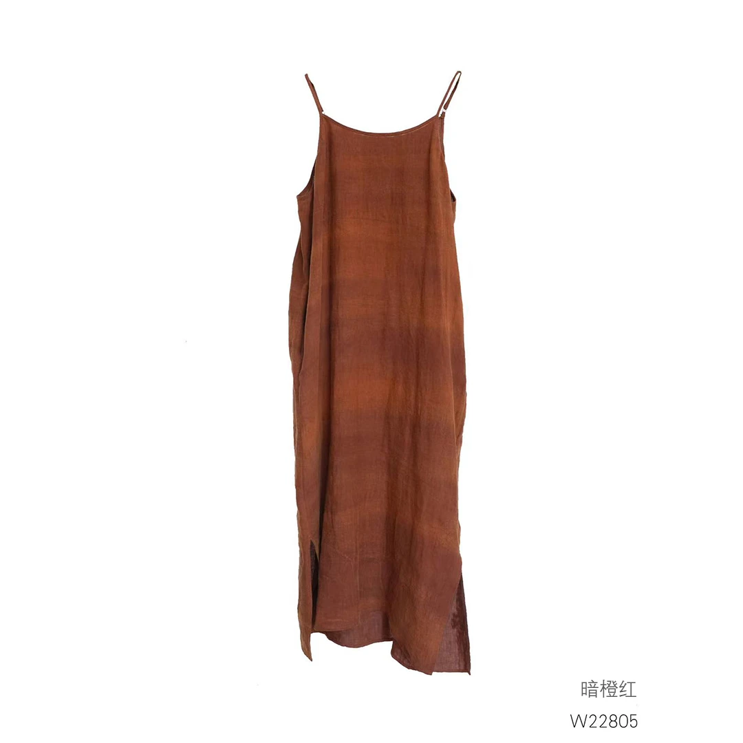 布衣分享 W22805 几见时尚百搭纯色亚麻吊带连衣裙