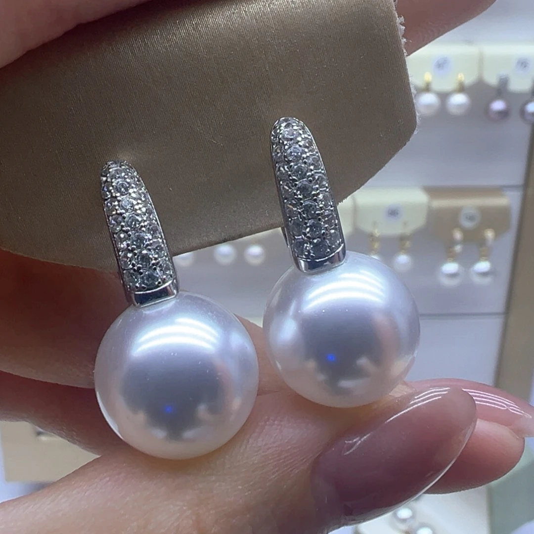 银S925镶嵌淡水珍珠耳饰