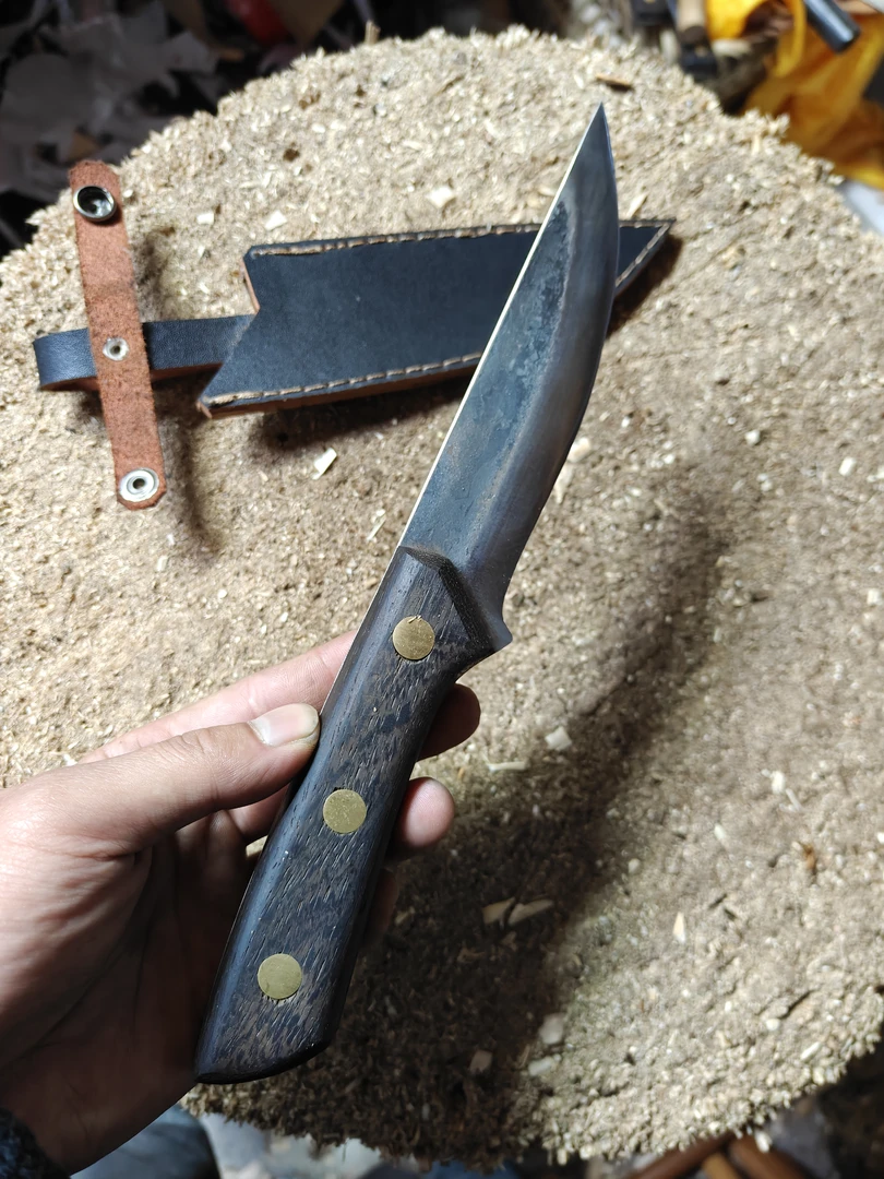 秋田利轨道钢锻打小老鼠带猪皮套剔骨刀分割刀料理刀