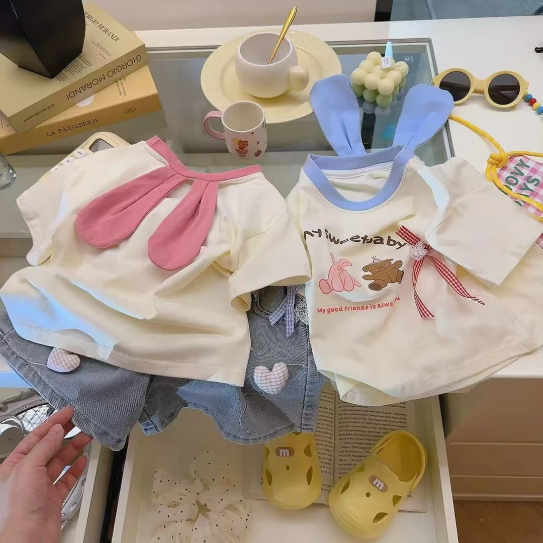 2025夏季新款甜美可爱女宝宝印花公主风宽松型T恤时尚柔软舒适
