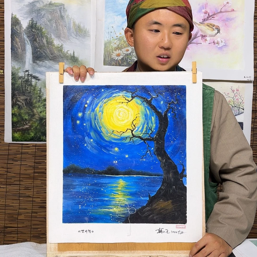 油画行路人小院绘画作品竞拍