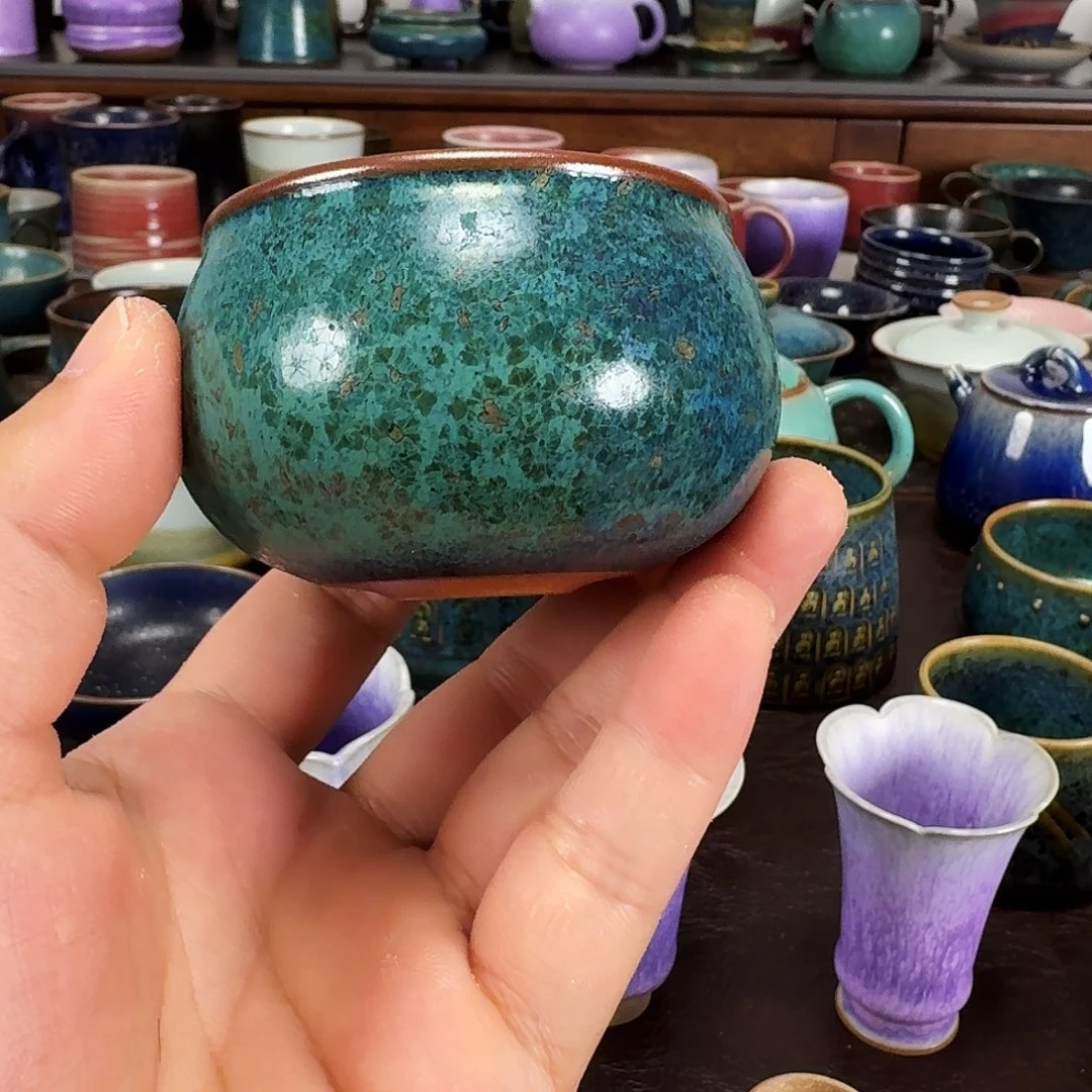 铜绿釉禅定杯任晓飞老师高端瓷器