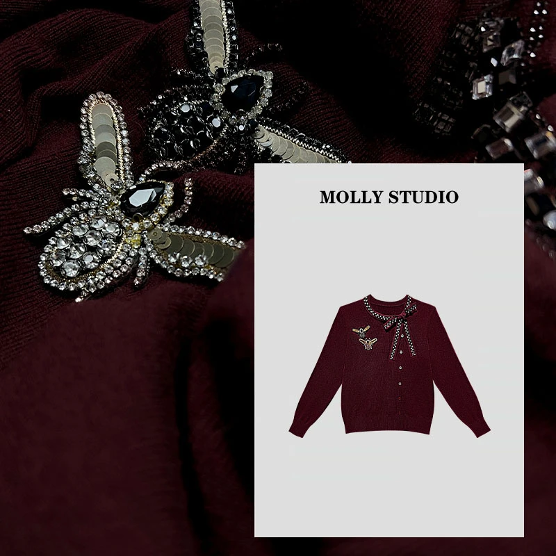 【瑰宝之梦】Molly 时尚气质显瘦轻奢重工针织衫毛衣上衣 M2025917