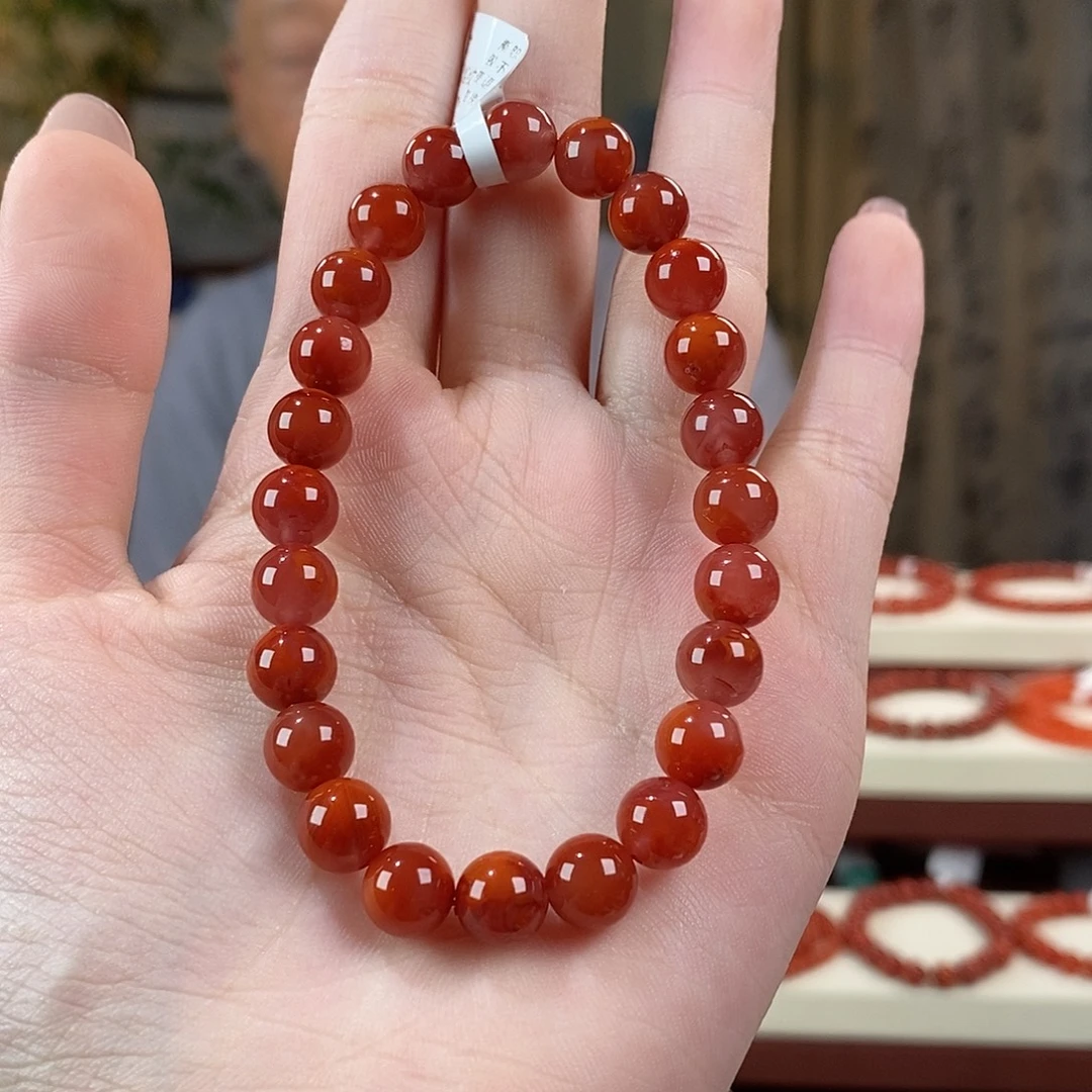 南红玛瑙未镶嵌手串原矿8mm火焰纹