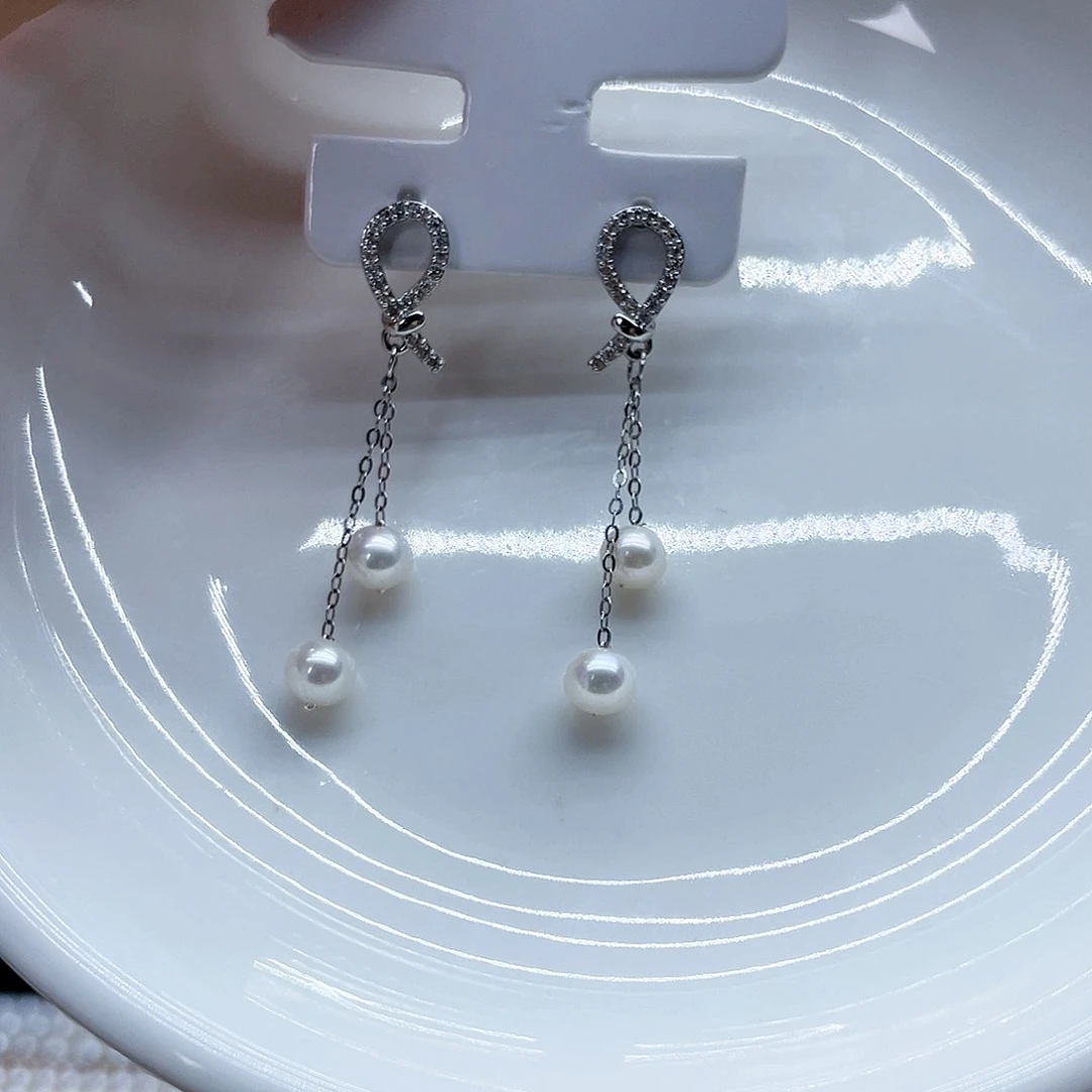 银S925镶嵌耳饰淡水珍珠