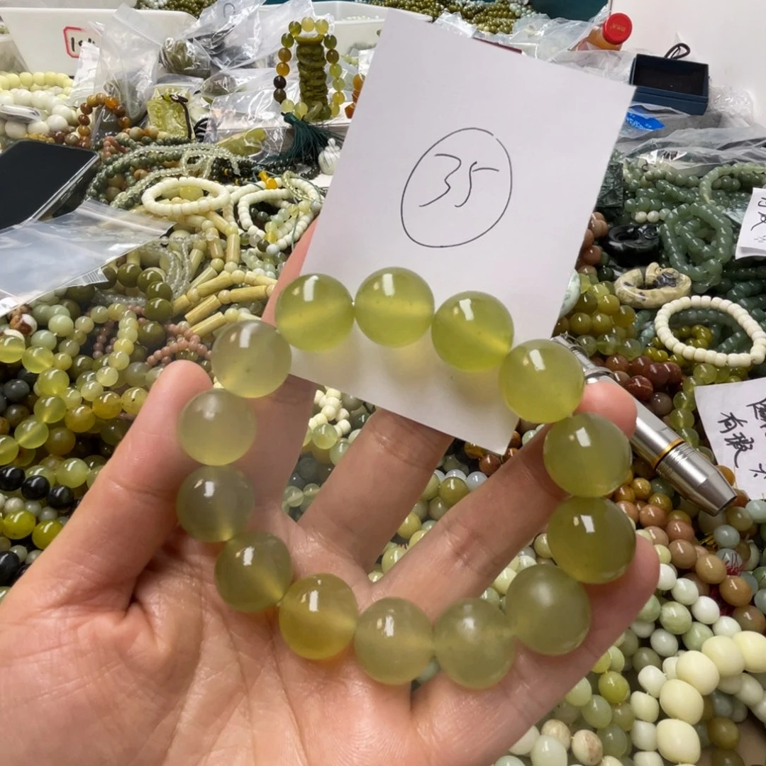 蛇纹石玉手链合金小*