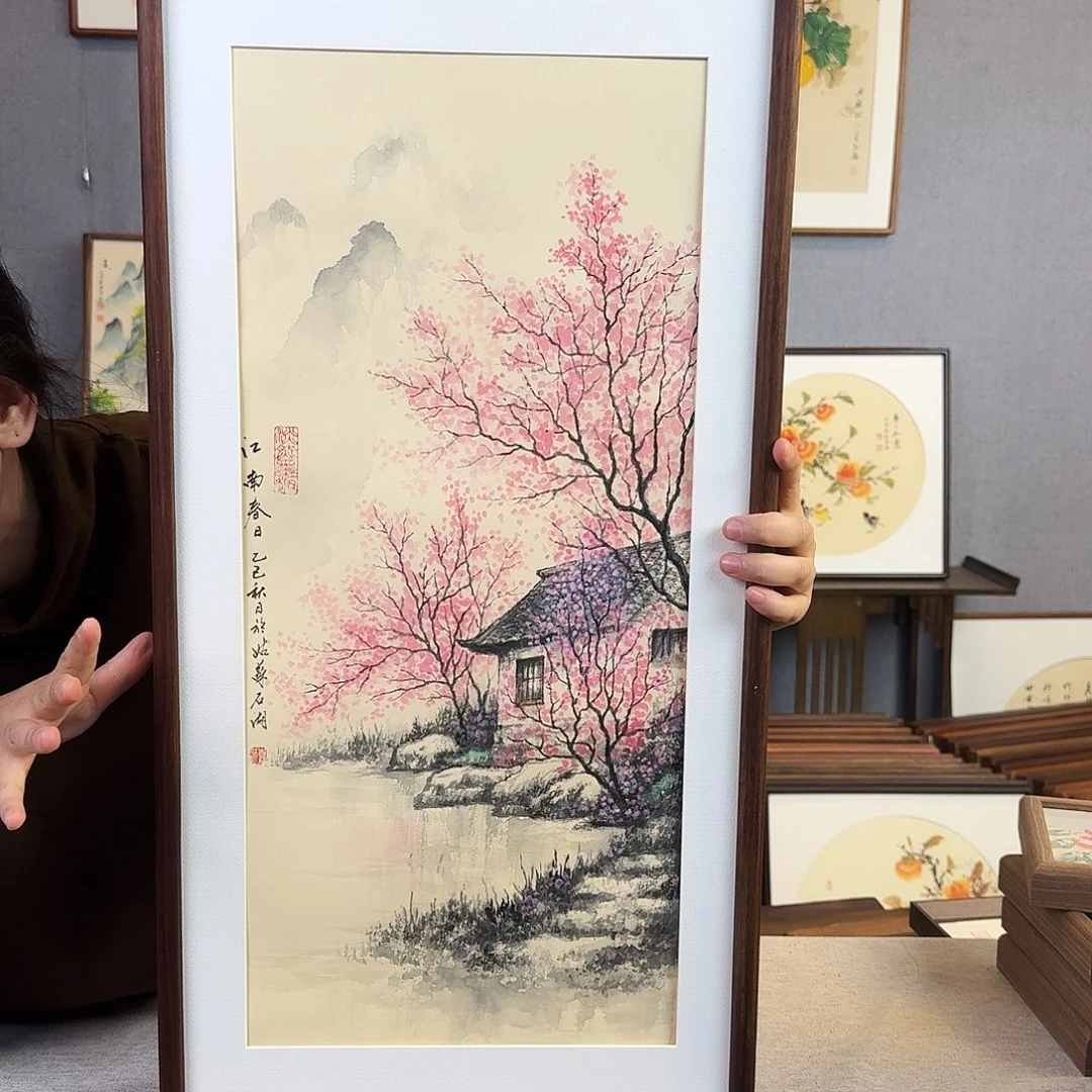 国画手绘带框尺寸： 36*69