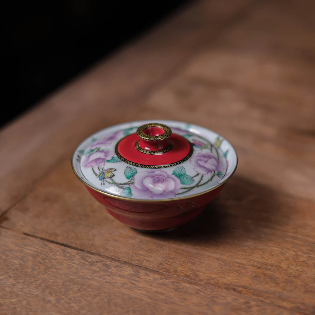 【梵田里】玫瑰红-华隐堂&梵田里-紫色妖姬盖碗-130ml（华隐S1010）