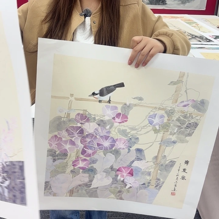 国画三尺斗方花鸟作品