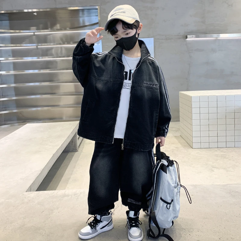 男童牛仔套装新款韩版中大童儿童秋装男孩衣服宝宝两件套帅气童装