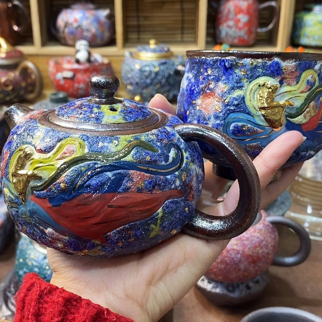 微***笑粗陶柴烧志野茶器