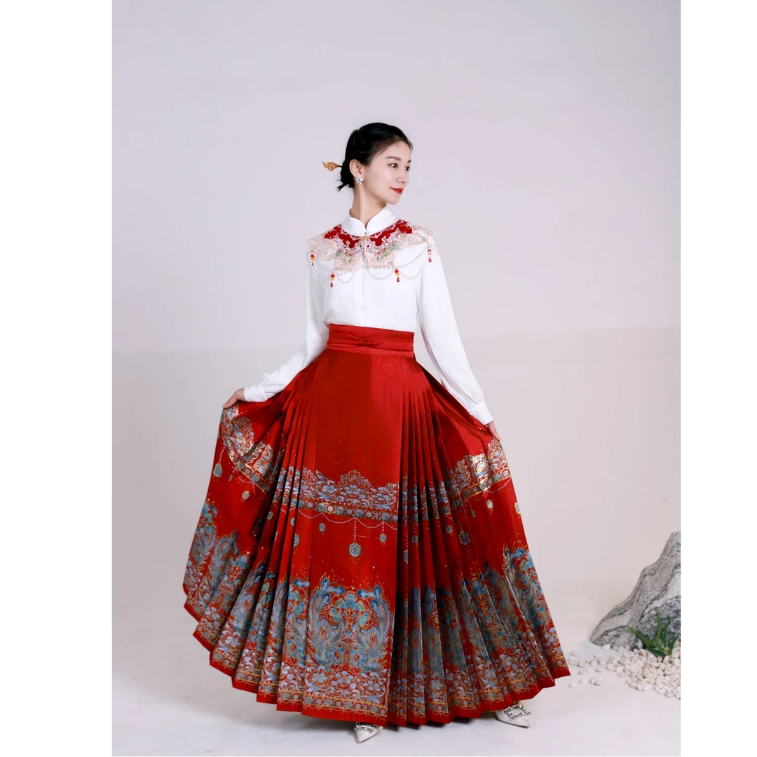 洛如嫣【双凤】中式马面裙女生日常通勤古风汉服美如画百搭款汉元素