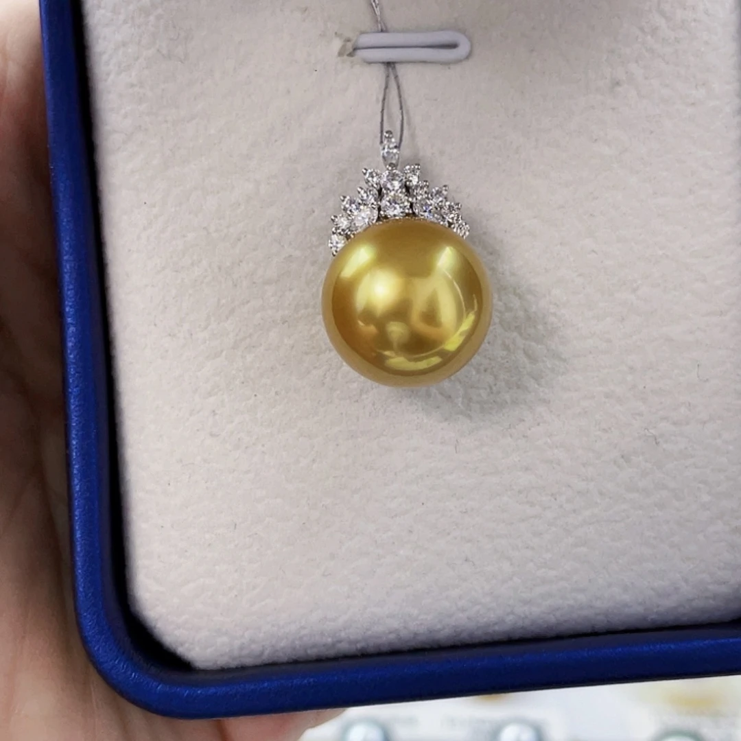 海水珍珠裸珠浓茶金14.2mm