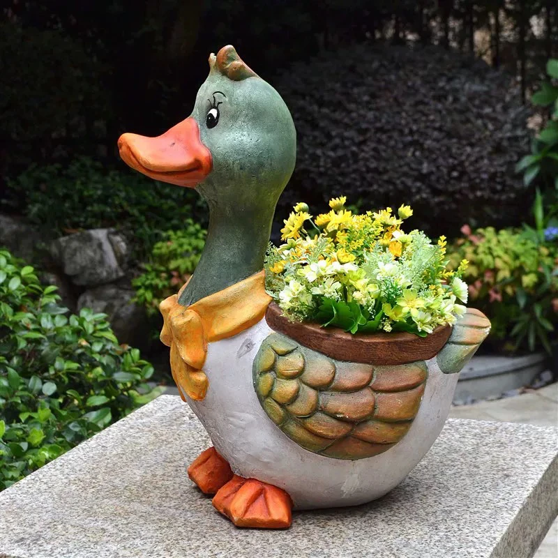 卡通鸭子户外动物花盆别墅园林花园庭院布置幼儿园装饰创意摆件