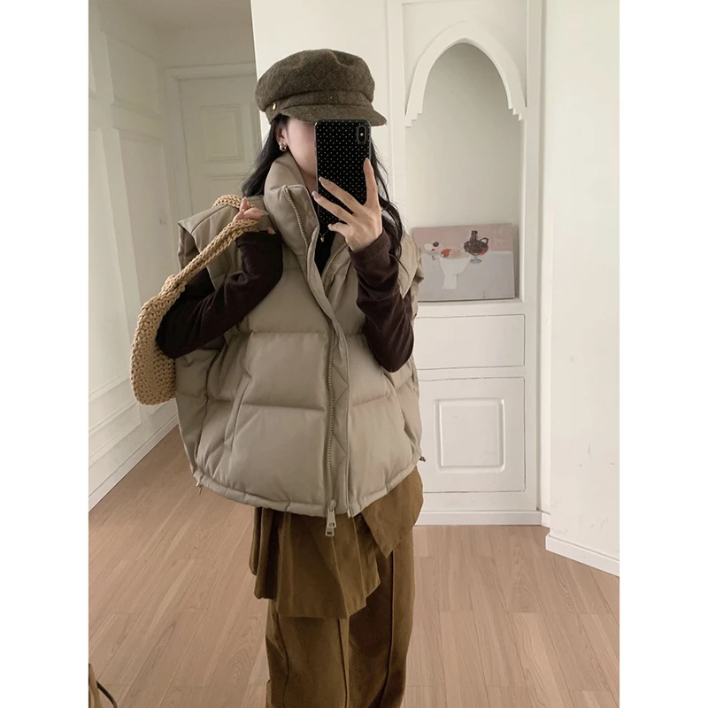 鹿十一【蛋白皮马甲】白鸭绒宽松加厚百搭羽绒服马甲女短款保暖外穿