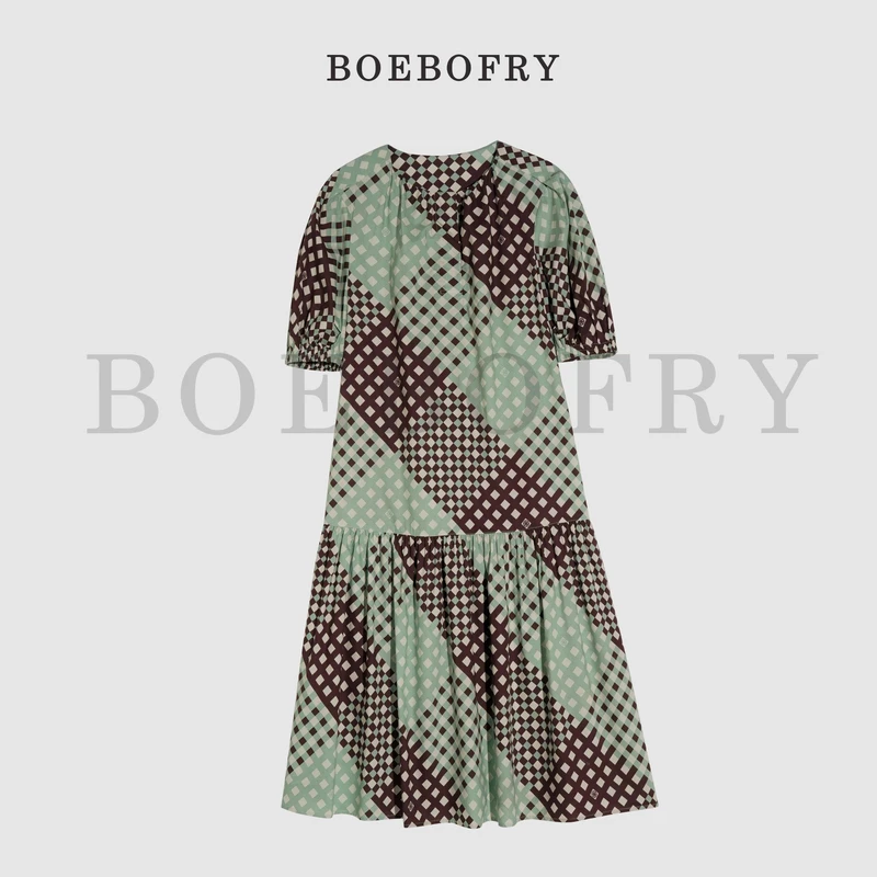 BOEBOFRY<逸彩幻格>圆领法式气质轻奢欧若风女士连衣裙BE2L0978
