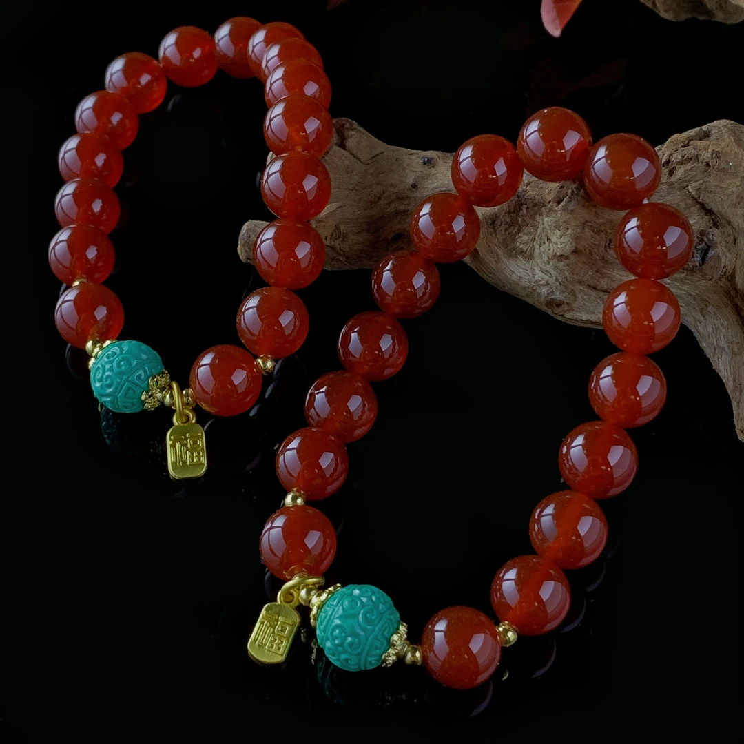 江德洋珠宝S8207赤红桖域玛瑙红手串-多样性发货只发一件