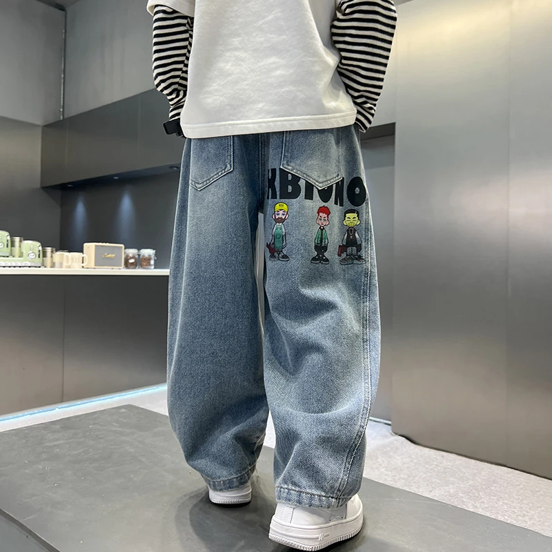 儿童装男童春装薄款裤子2025新款大童牛仔裤春秋款男孩夏季防蚊裤