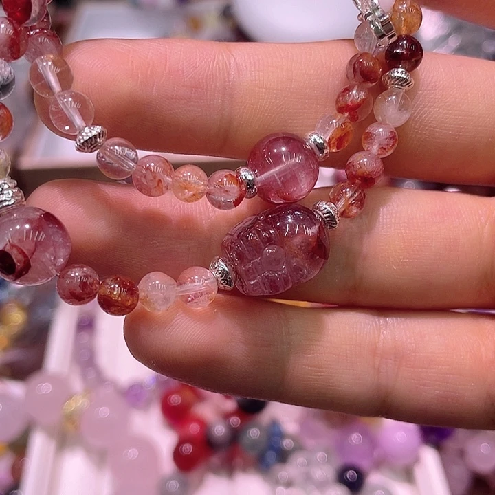 水晶手链未镶嵌浇花双圈