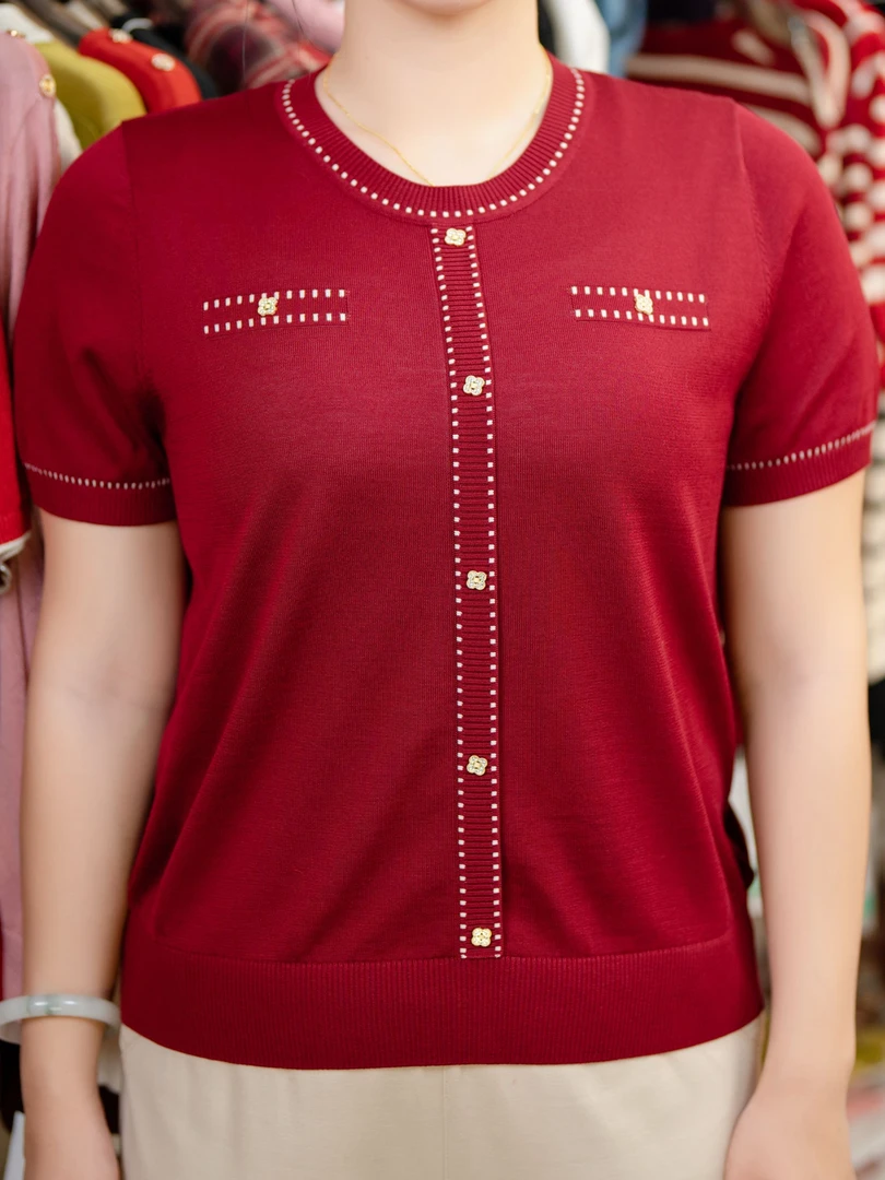 【莱赛尔天丝】25年夏装中老年妈妈装半袖T恤短袖春装减龄气质