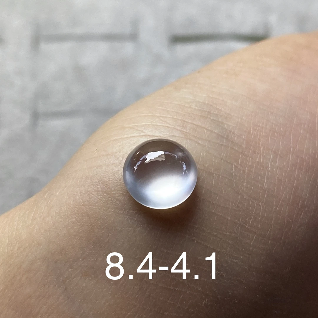 正圆！茅台白玻璃种！天然缅料玻璃种翡翠蛋面戒面无纹裂