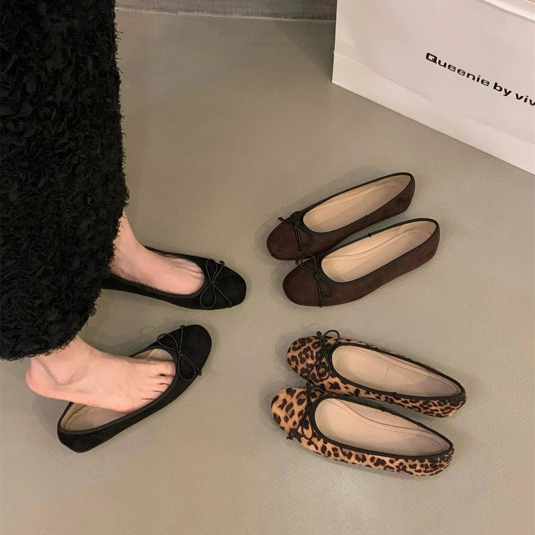 【维米克设计师版】明星同款平底复古百搭豹纹单鞋女鞋子2025新款