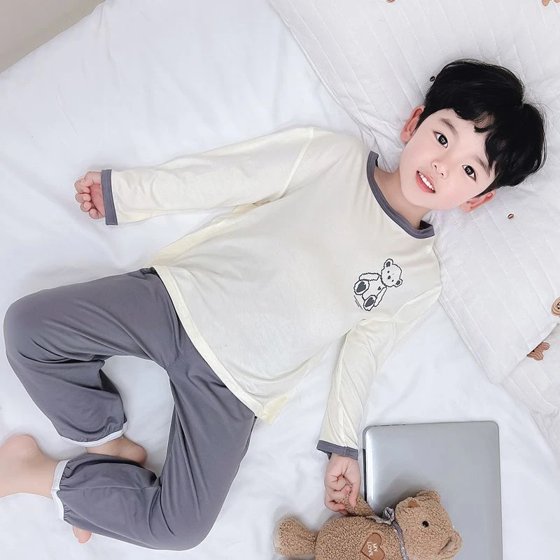 男童莫代尔睡衣春秋款2025新款男孩宝宝空调服儿童薄款夏季家居服
