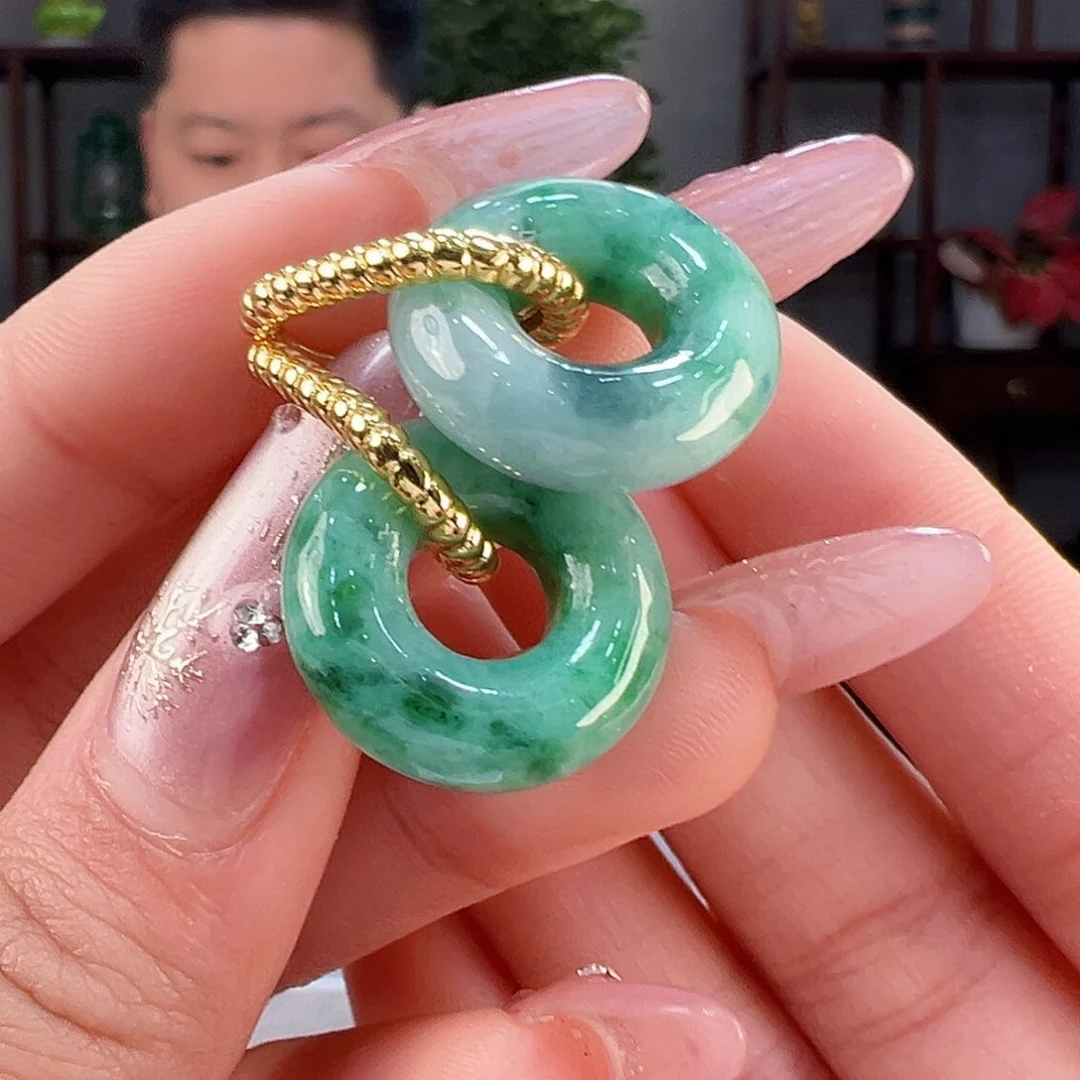 翡翠耳饰银S925镶嵌耳环51