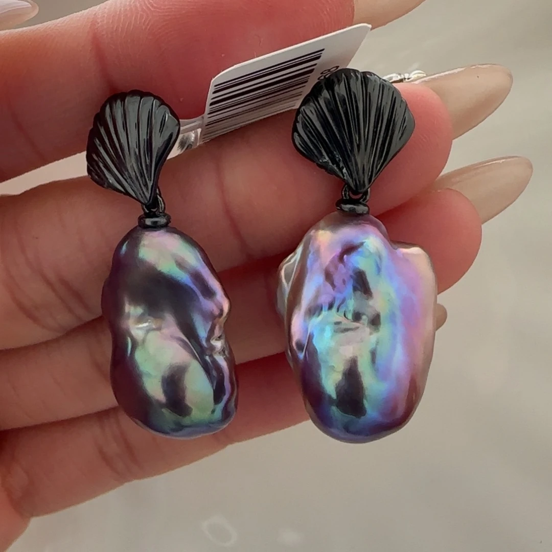 淡水珍珠耳饰银S925镶嵌鸿*果