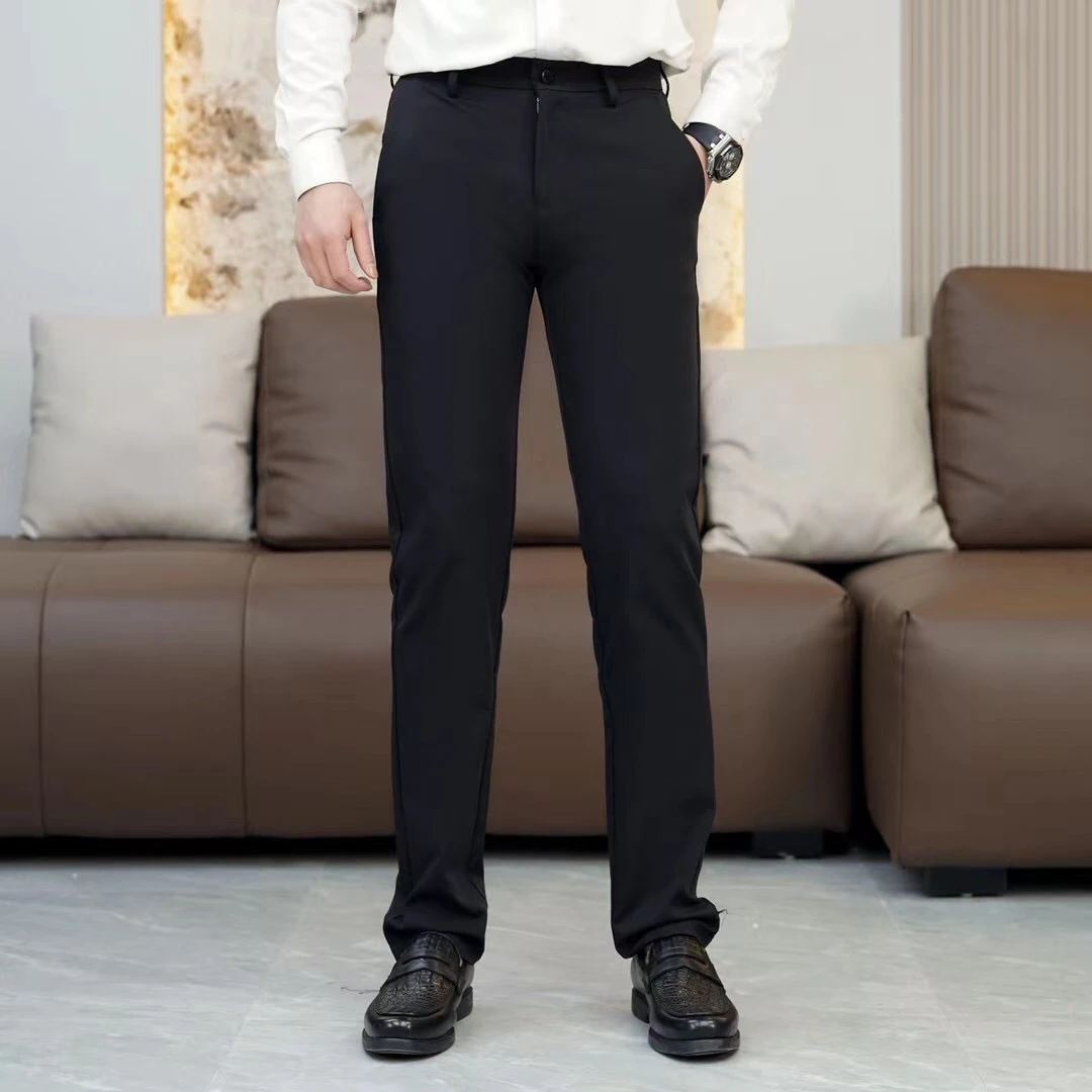 戈诺尔男装休闲裤时尚潮流百搭高端帅气黑色修身弹力