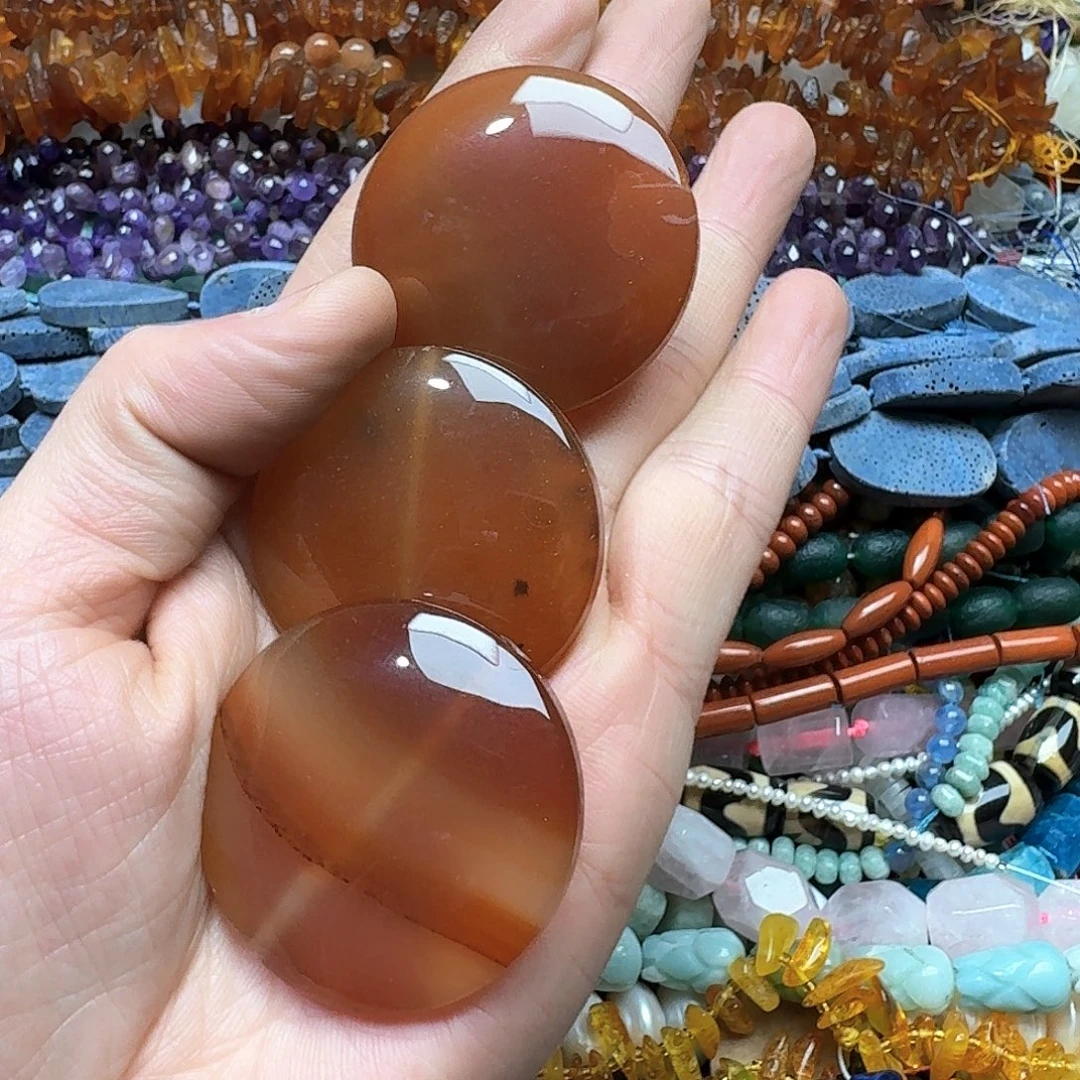 玛瑙/玉髓合金珠宝半成品一个44mm红玛瑙