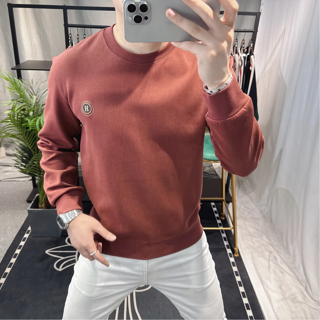 秋冬季男士欧洲站烫钻卫衣潮流时尚个性大牌轻奢长袖修身上衣高端