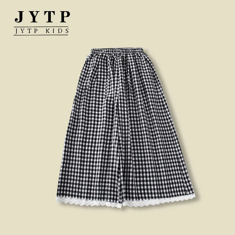 夏季新款女童格子裤子中大童春夏潮童百搭休闲长裤zb5874简约童品