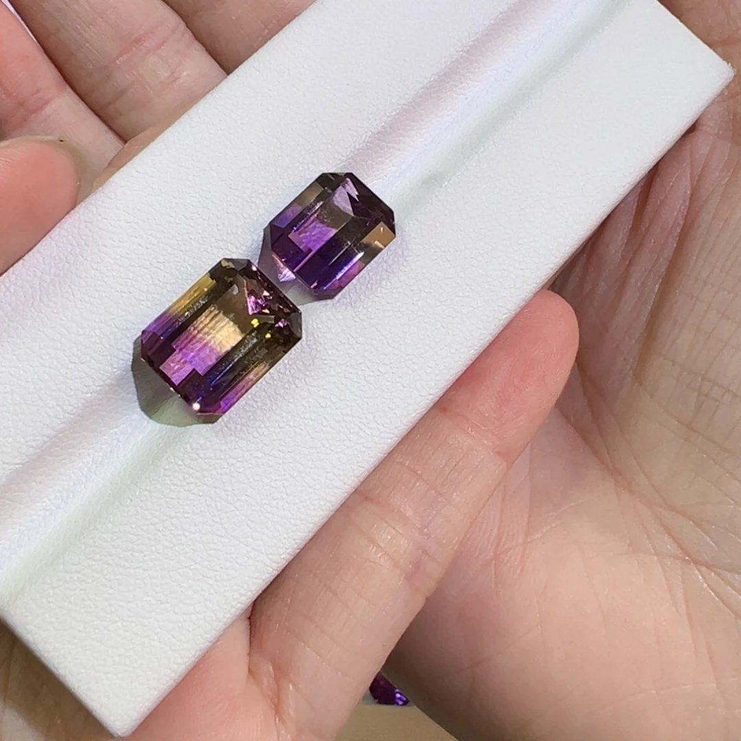 小***小未镶嵌珠宝半成品紫晶11.9ct两颗紫黄晶