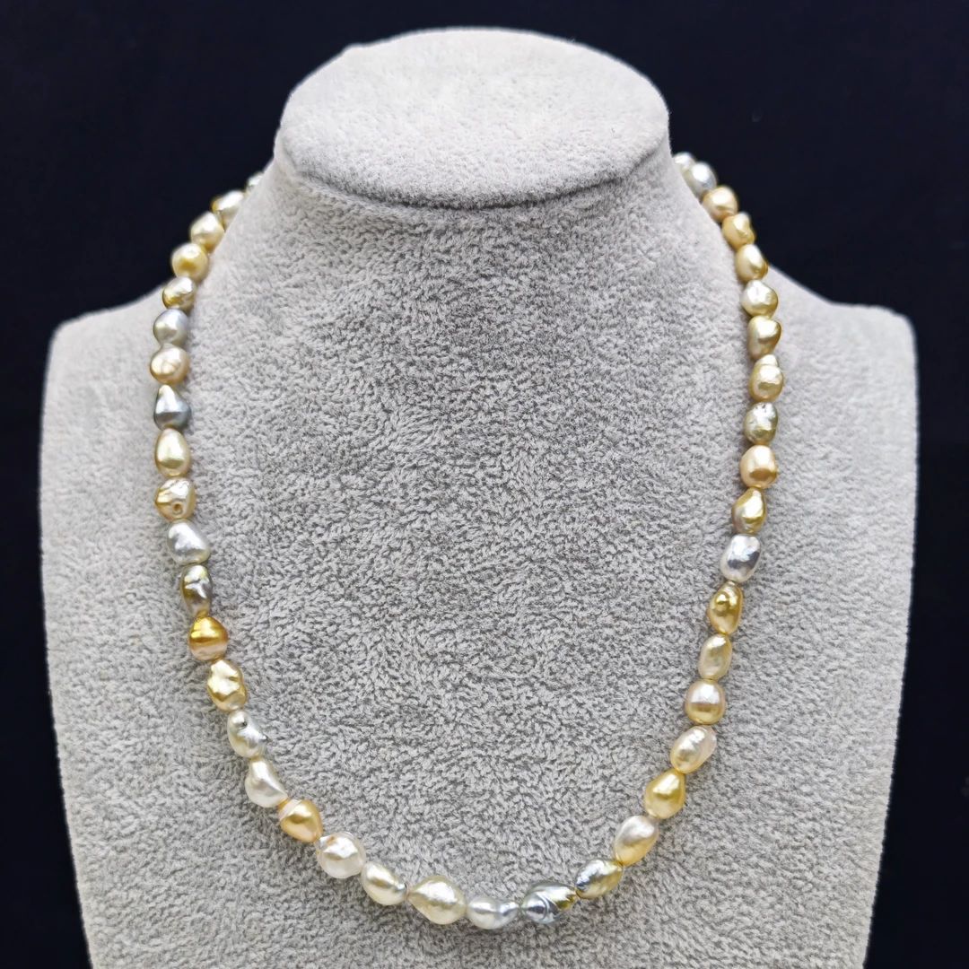南洋海水金珠keshi珍珠项链18.50克鎏金色野生无核百搭新春礼物