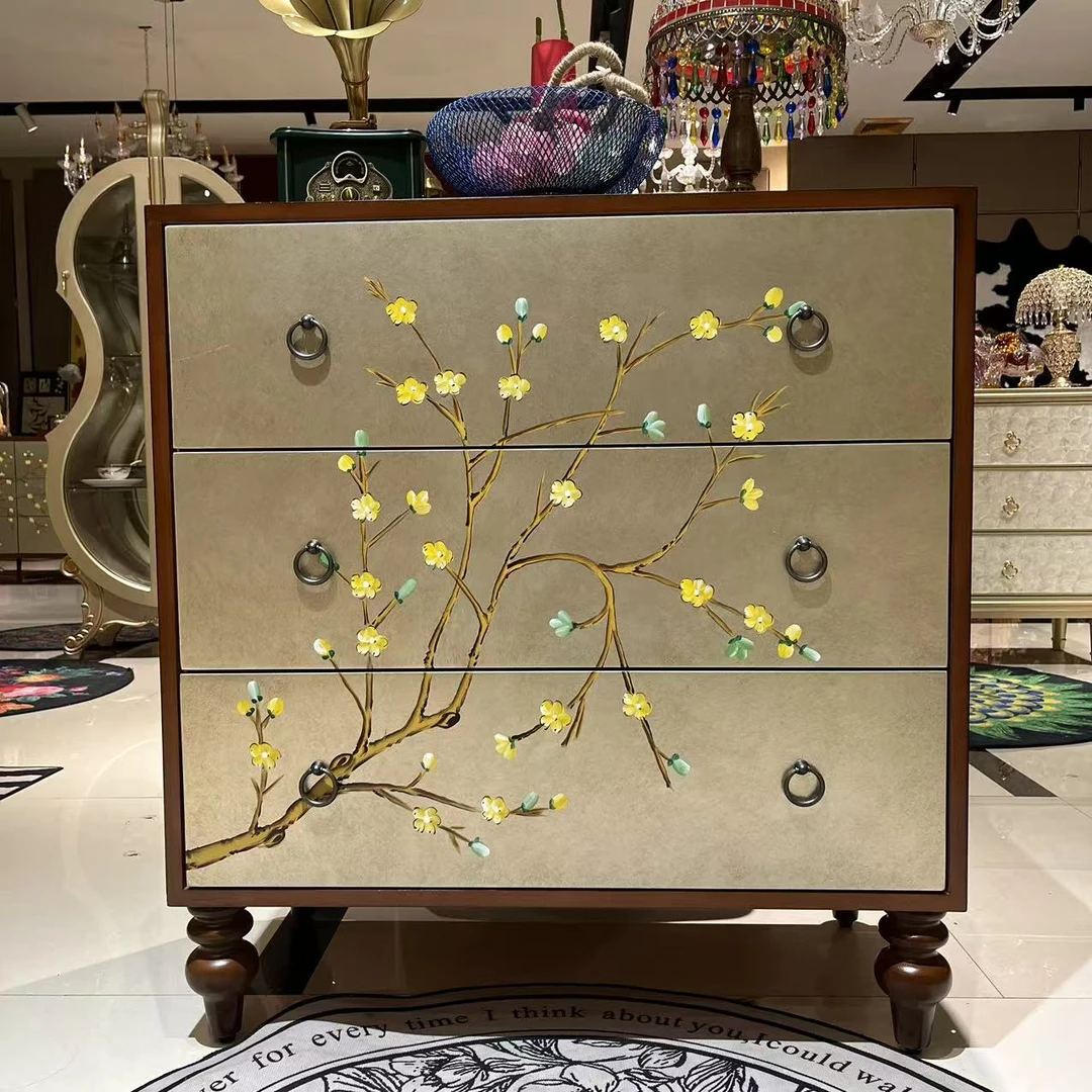 【喜悦家具】GH 复古做旧梅花三斗柜 80*40*85