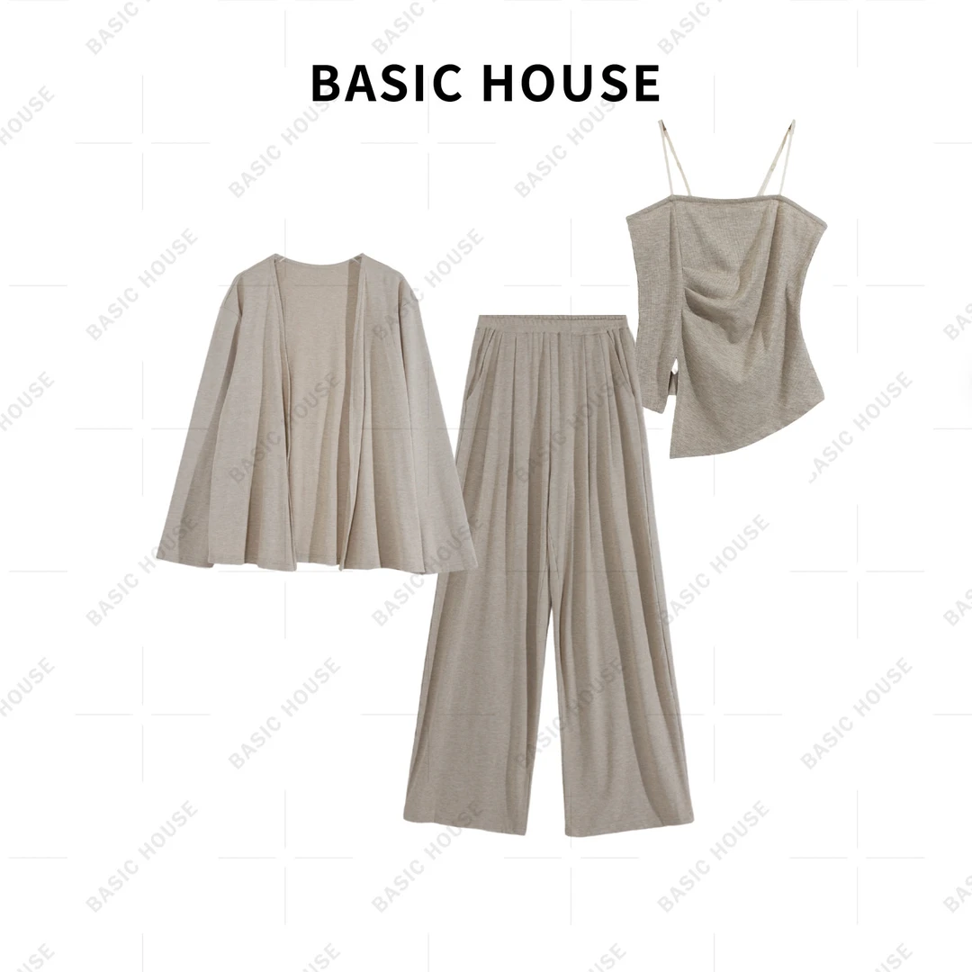 Basic House百家好气质时尚吊带开衫长裤休闲套装B1385B5HI42