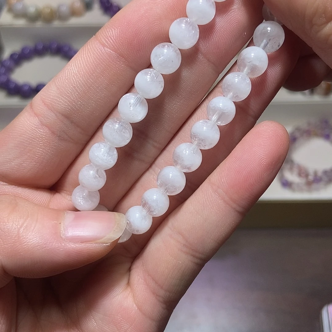 碧玺未镶嵌手链喜马拉雅白幽灵8