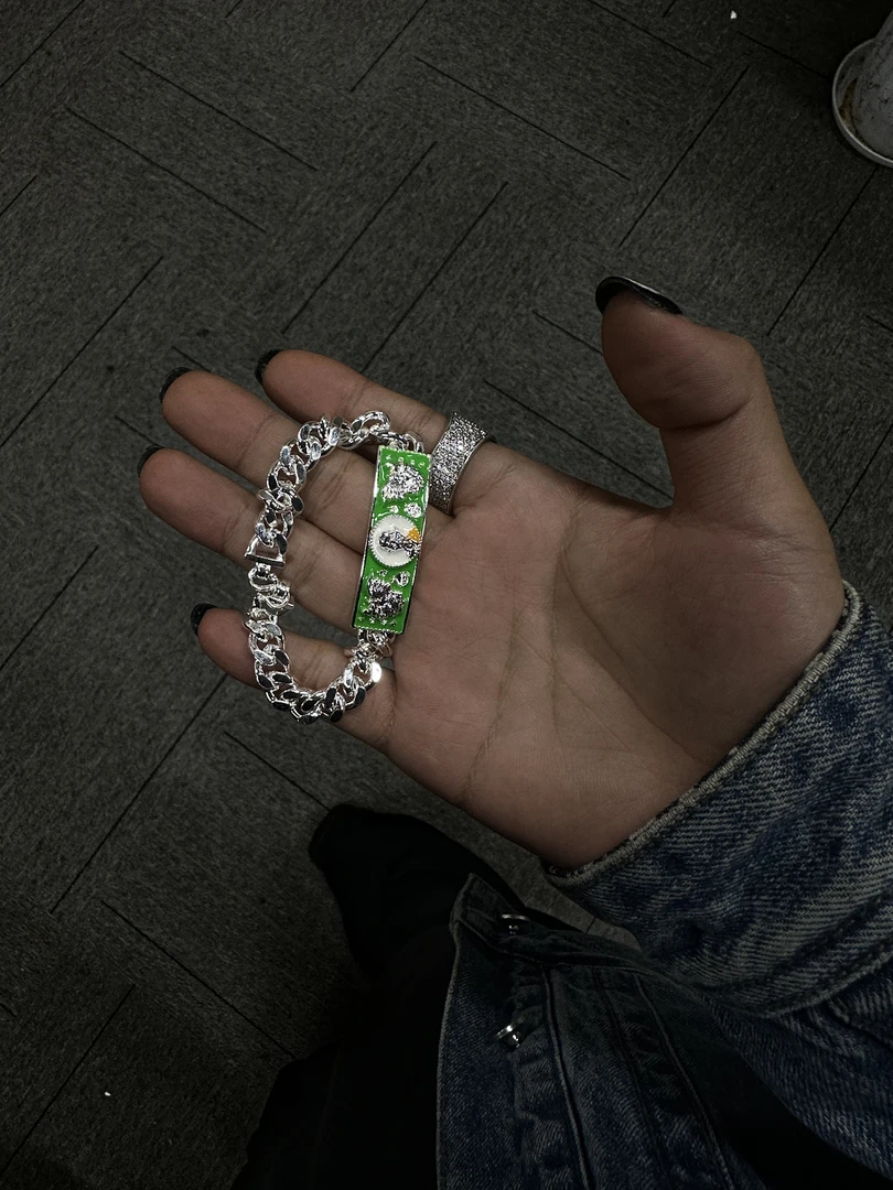 合金手链 【蛇年 牌牌 手链】奶白绿色手链尚百搭复古古风