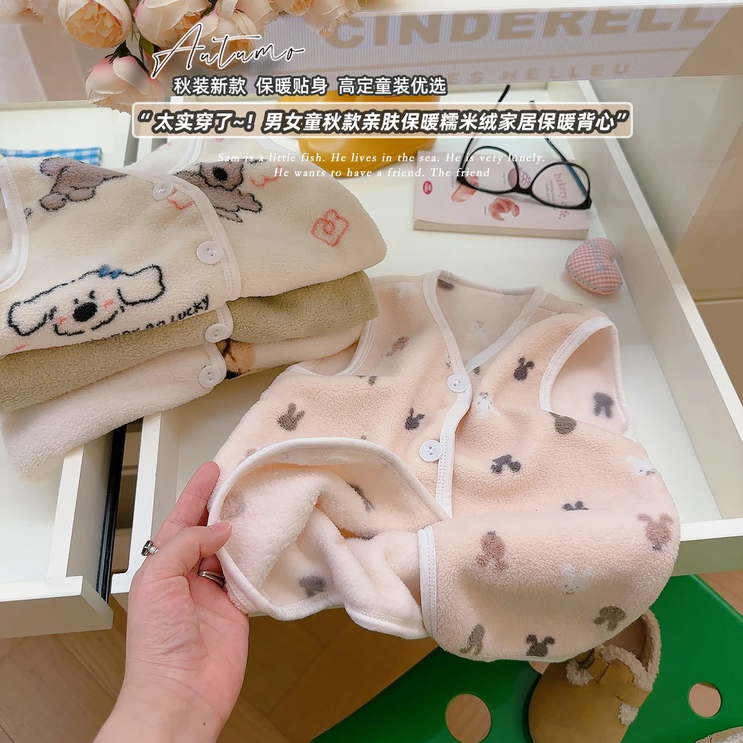 儿童婴幼儿新款保暖雪粒绒马甲坎肩背心男女童宝宝外穿马甲