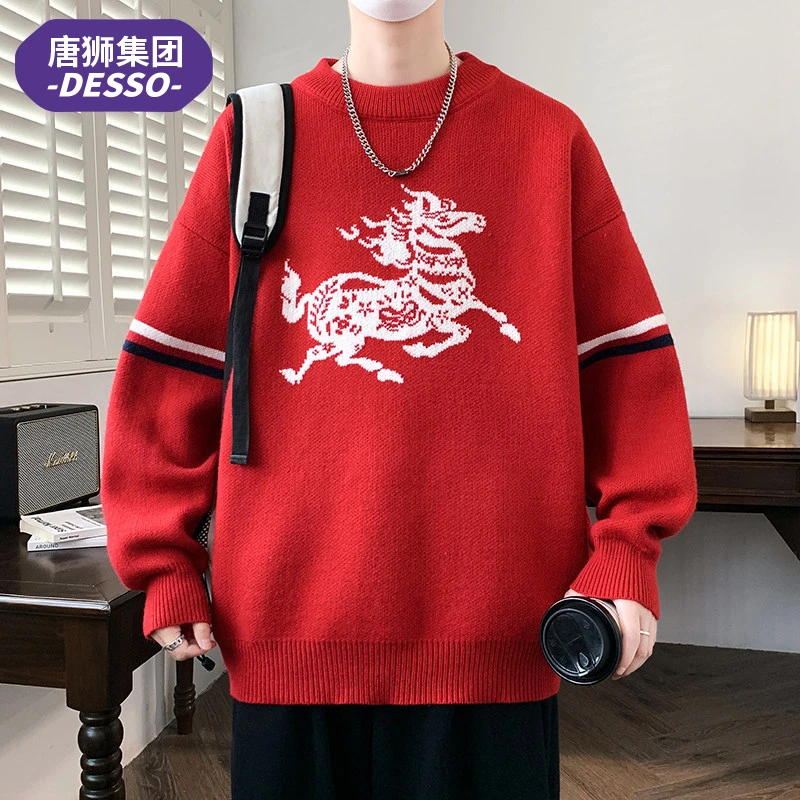 唐狮集团DESSO 2026新年新款生肖马毛衣圆领针织衫2025秋冬本命年